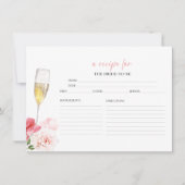 Prosecco Floral Vrijgezellenfeest Recept Kaarten (Voorkant)