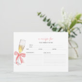 Prosecco Floral Vrijgezellenfeest Recept Kaarten (Staand voorkant)