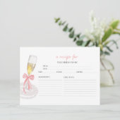 Prosecco Floral Vrijgezellenfeest Recept Kaarten (Staand voorkant)