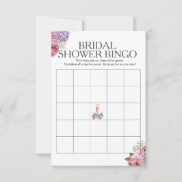 Prosecco florals Bridal Shower Bingo game Kaart