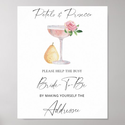 Prosecco - help de drukke bruid Adres Poster (Voorkant)