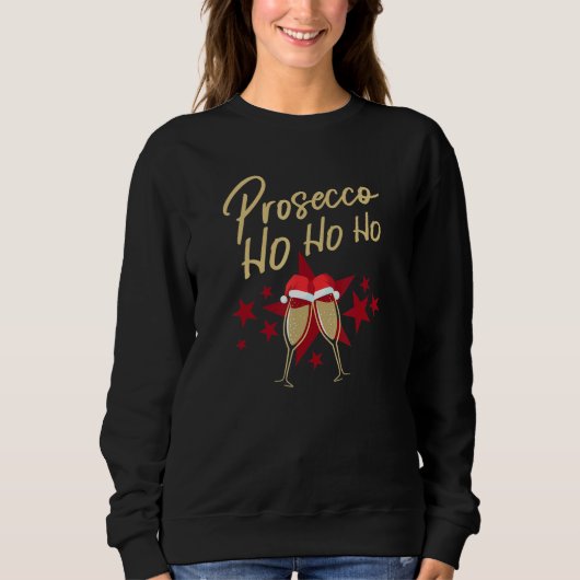Prosecco Ho Ho Champagne Flutes Kerstmis Trui (Voorkant)