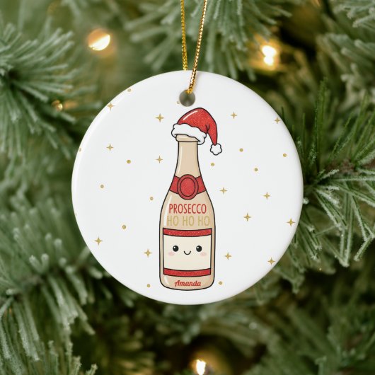 Prosecco Ho Ho Ho Funny Christmas Ornament Gift (Boom)