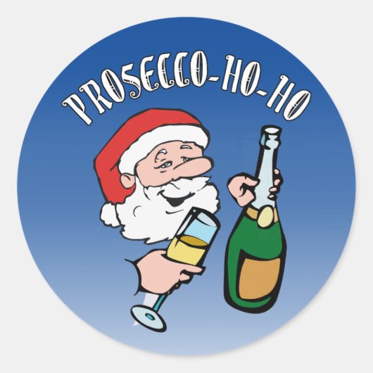 Prosecco-ho-ho Ronde Sticker (Voorkant)