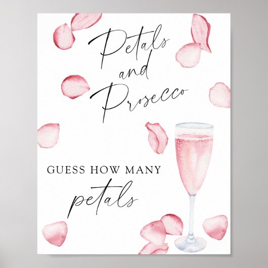 Prosecco - hoeveel bloemblaadjes Bruidsfeest spel Poster (Voorkant)