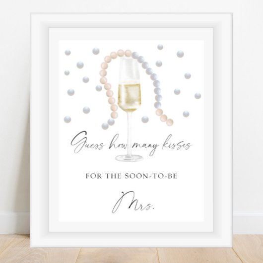 Prosecco - hoeveel kisses vrijgezellenfeest spel poster