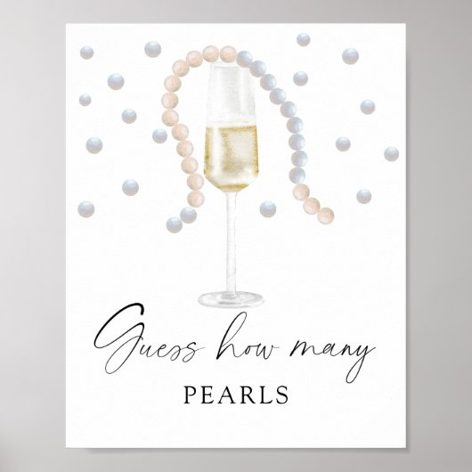 Prosecco - hoeveel PEARLS bruidsdouche spel Poster (Voorkant)