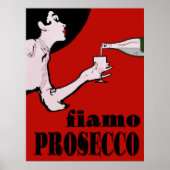 Prosecco Lady in het rood Poster (Voorkant)