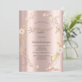 Prosecco Petals Wildflowers Rose Gold Kaart (Staand voorkant)
