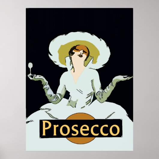 Prosecco,  stijldame, teken poster (Voorkant)
