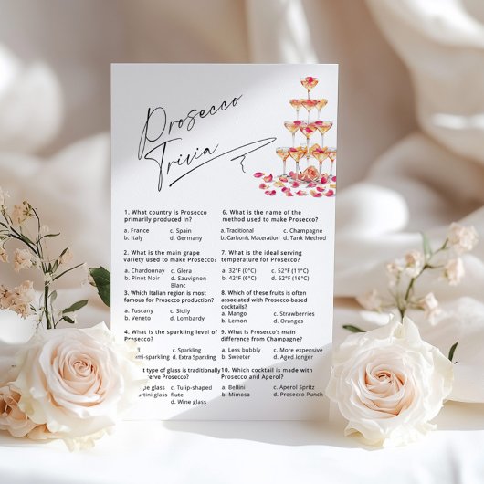 Prosecco Trivia Fuchsia Petals Vrijgezellenfeest s