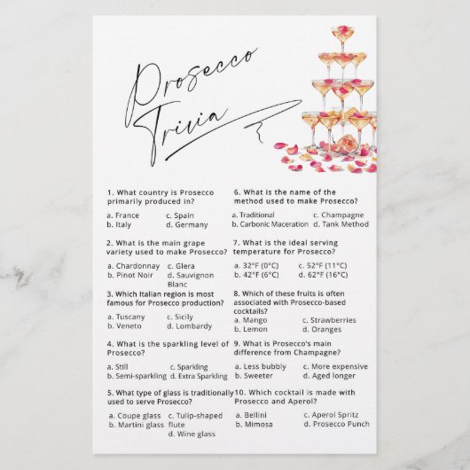 Prosecco Trivia Fuchsia Petals Vrijgezellenfeest s (Voorkant)