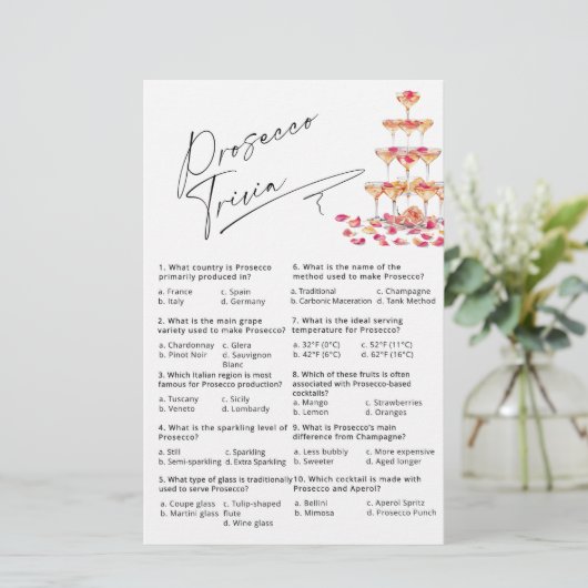 Prosecco Trivia Fuchsia Petals Vrijgezellenfeest s (Staand voorkant)