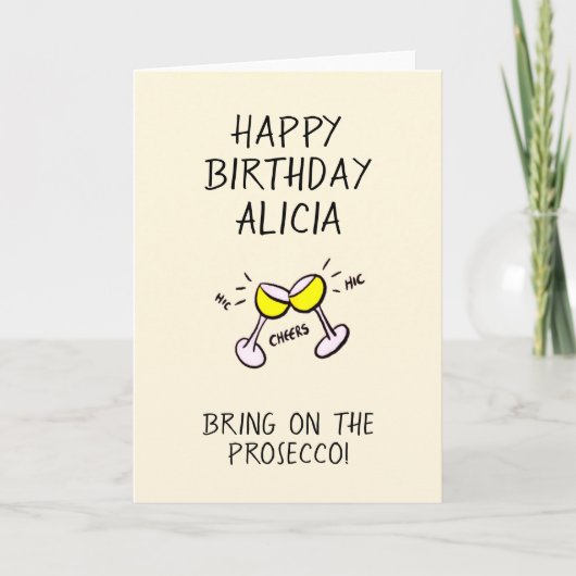 Prosecco Verjaardag met Tekst Kaart (Voorkant)