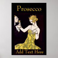 Prosecco, vintage koppel, tekst toevoegen,