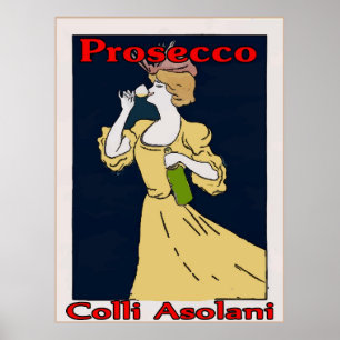 Prosecco, Vrouw met glas Poster