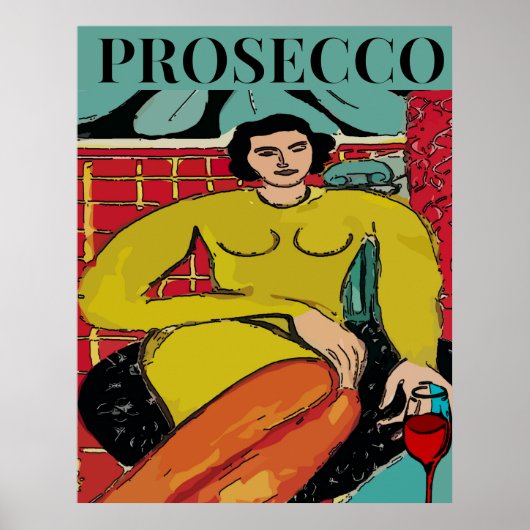 Prosecco Vrouw, Wijn Poster (Voorkant)