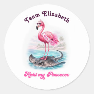 Prosecco Waaghalsige Flamingo Pijlrog Vrijgezellen Ronde Sticker