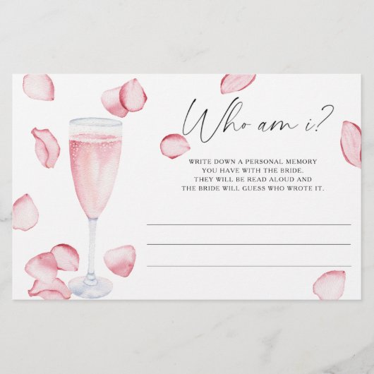 Prosecco - Wie ben ik vrijgezellenfeest spel Briefpapier (Voorkant)