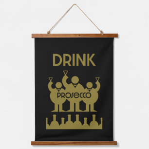 Prosecco Wijndrinkers Hangend Wandkleed