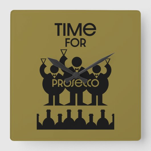 Prosecco Wijndrinkers Vierkante Klok (Voorkant)
