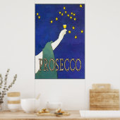 Prosecco, wijnglazen sterren poster (Keuken)