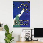 Prosecco, wijnglazen sterren poster (Thuiskantoor)