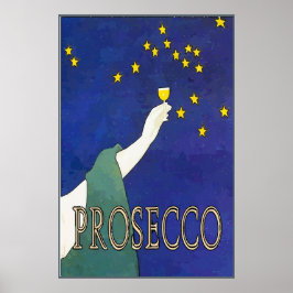 Prosecco, wijnglazen sterren poster