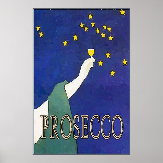 Prosecco, wijnglazen sterren poster (Voorkant)