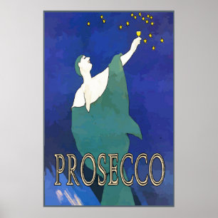 Prosecco, wijnglazen sterren poster