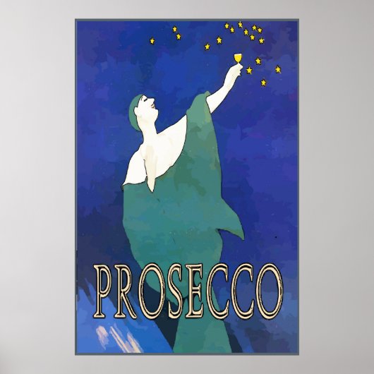 Prosecco, wijnglazen sterren poster (Voorkant)