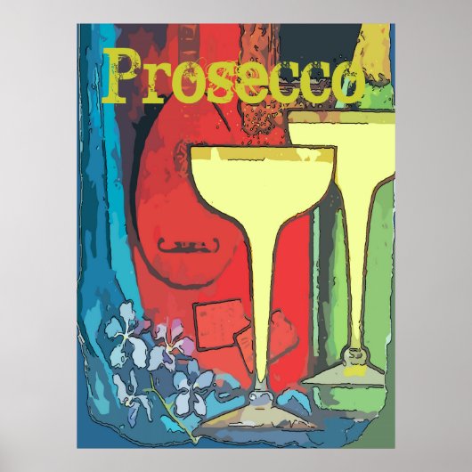 Prosecco, wijnglazen, tekst bewerken poster (Voorkant)