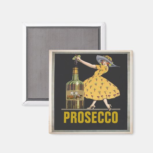 Prosecco, wijnmeid, bewerk tekst magneet (Voorkant / Achterkant)