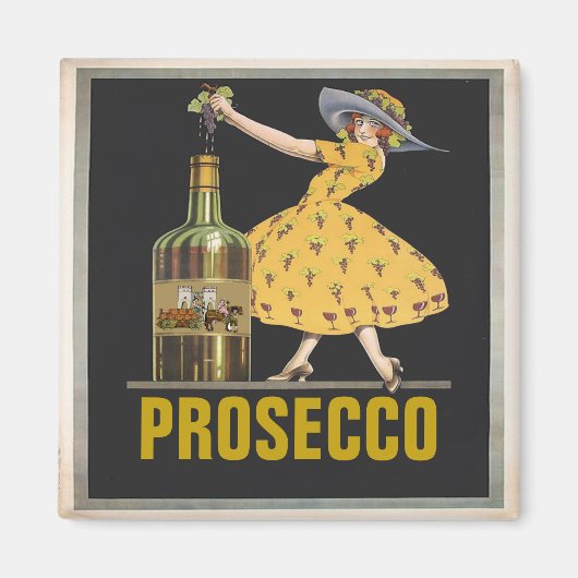 Prosecco, wijnmeid, bewerk tekst magneet (Voorkant)