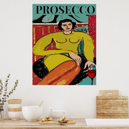 Prosecco Woman, Wine Poster (Keuken)