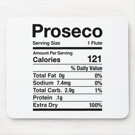 Proseco Nutrition Facts Thanksgiving Matching Muismat (Voorkant)