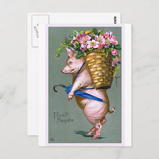 "Prosit Neujahr"  Duits Briefkaart (Voorkant / Achterkant)