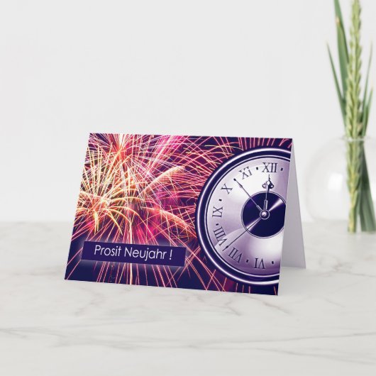 Prosit Neujahr - Nieuwjaarskaart in het Duits Feestdagen Kaart (Voorkant)