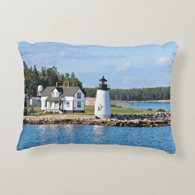Prospect Harbor Lighthouse, Maine Briefkaart Decoratief Kussen (Achterkant)