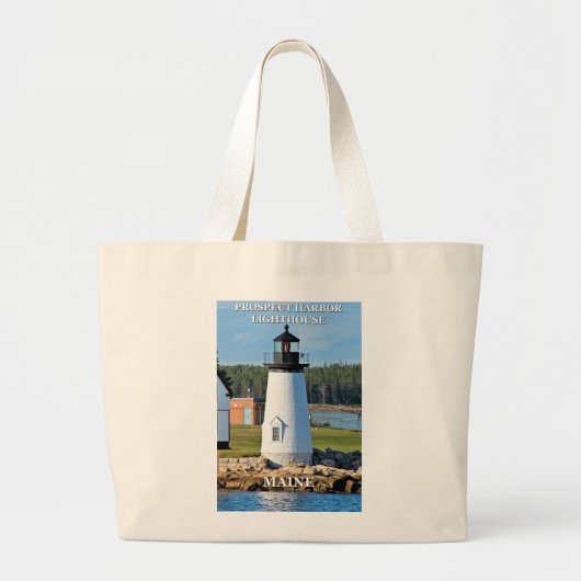 Prospect Harbor Lighthouse, Maine Briefkaart Grote Tote Bag (Voorkant)