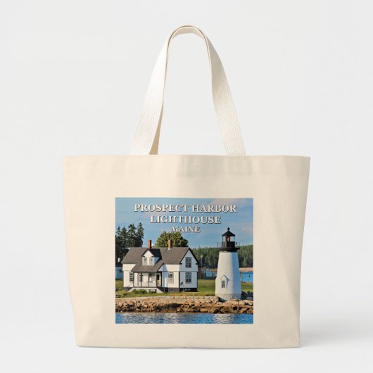 Prospect Harbor Lighthouse, Maine Briefkaart Grote Tote Bag (Voorkant)