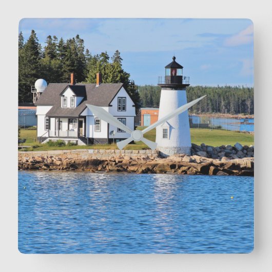 Prospect Harbor Lighthouse, Maine Briefkaart Vierkante Klok (Voorkant)
