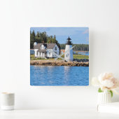 Prospect Harbor Lighthouse, Maine Briefkaart Vierkante Klok (Huis)