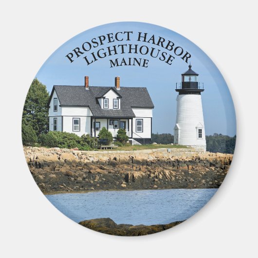 Prospect Harbour-vuurtoren, Maine Round Magnet (Voorkant)
