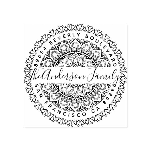 Prosperity Mandala Custom Return Adres Rubberstempel (Afrduk)