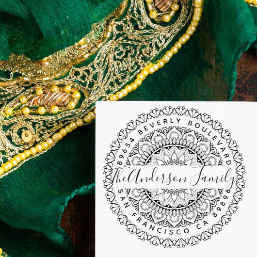 Prosperity Mandala Custom Return Adres Rubberstempel