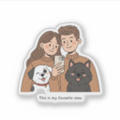 Prosperity Paws: Het ultieme koppel & huisdier Sticker (Voorkant)