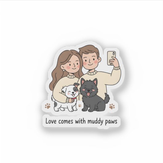 Prosperity Paws: The Ultimate Couple & Pet  Sticker (Voorkant)