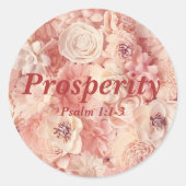 Prosperity Psalm 1:1-3 Verse Elegante roze bloemen Ronde Sticker (Voorkant)