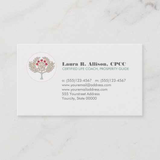Prosperity Tree Wellness en Healing Arts Visitekaartje (Voorkant)